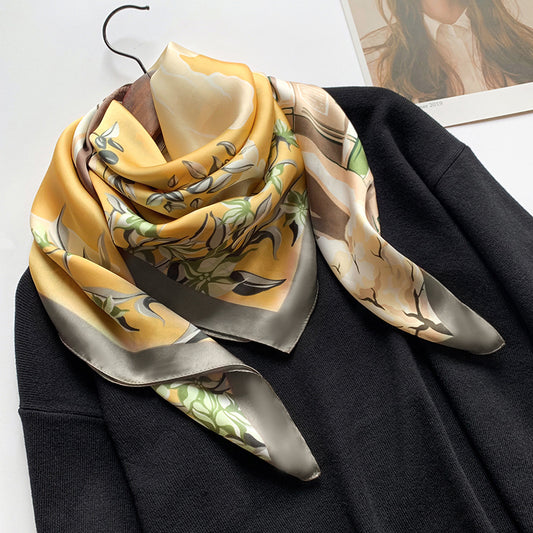 Foulard grand carré soie mère motif 1