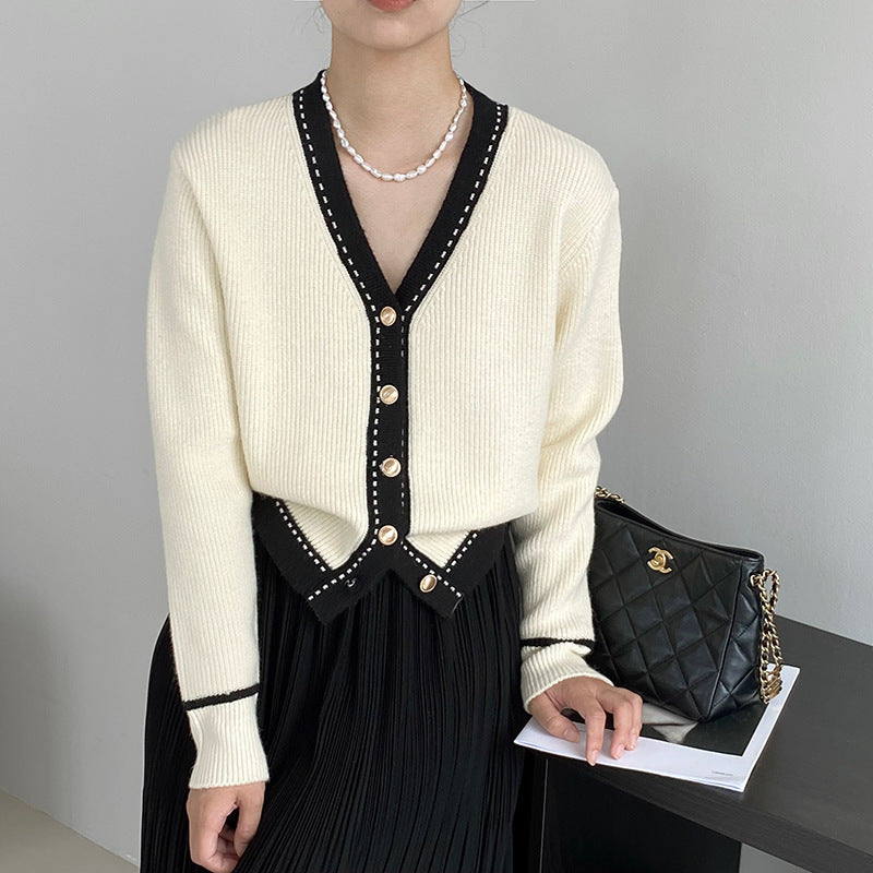 VOGALIA™ Korean V-Neck Loose Sweater - Elegant and Casual Style