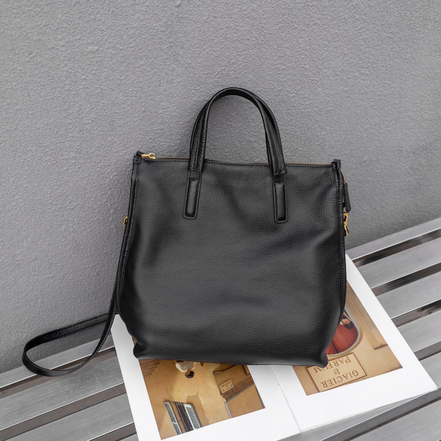 Tote bag cuir premium carré vertical