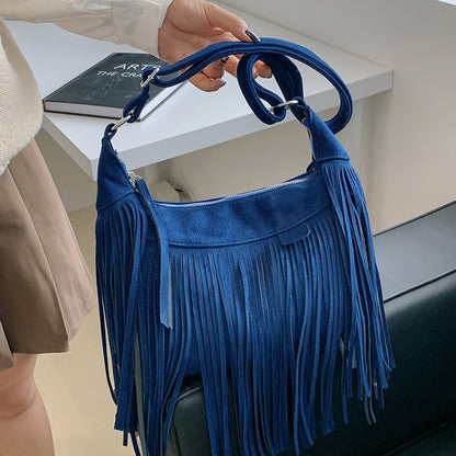 Forme dumpling ravioli douce féminine sac franges capacité généreuse 