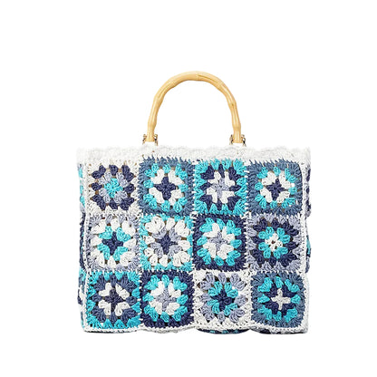 Sac paille beige contraste