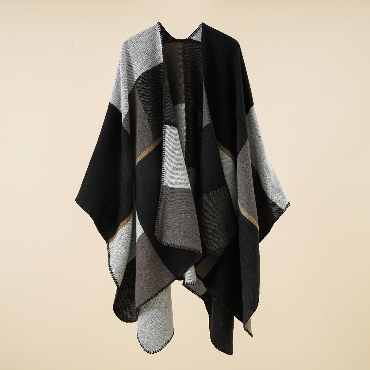 Écharpe carreaux noir oversize Kélia Vogalia Paris