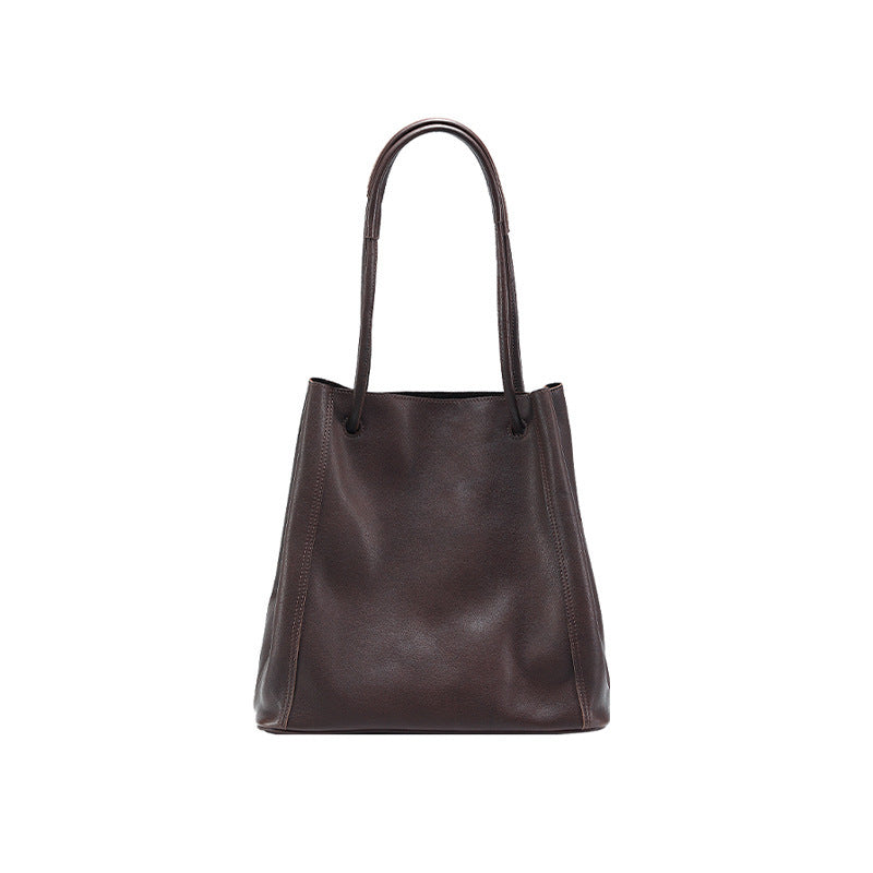 Sac seau cuir gris éléphant