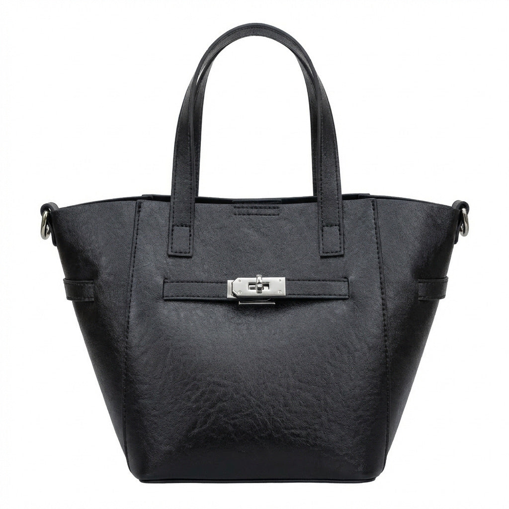 Sac panier cuir vachette végétal noir
