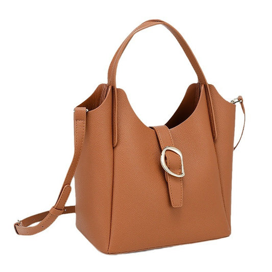 Sac épaule polyester coton marron tendance