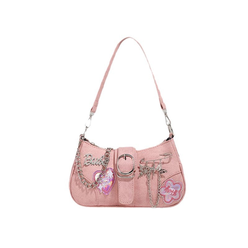 Sac crossbody laser love rose Y2K
