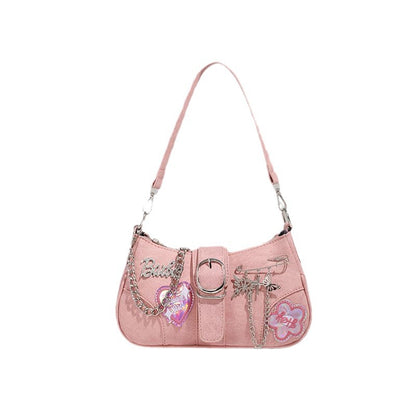 Sac crossbody laser love rose Y2K