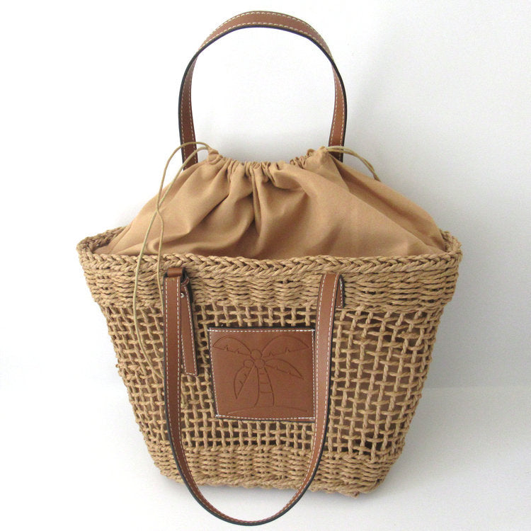 Sac tressé creux blanc cassé