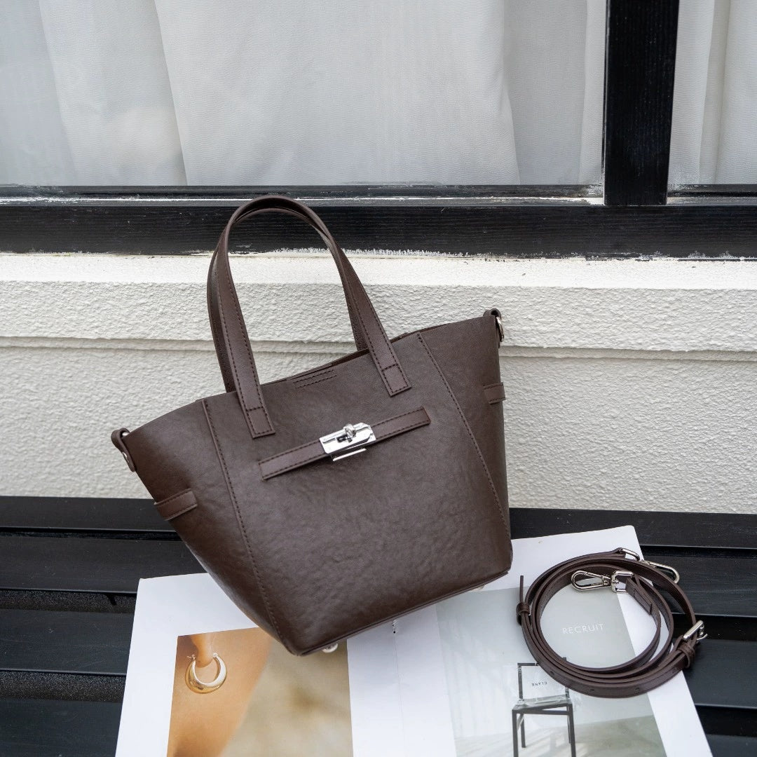 Sac panier cuir café foncé