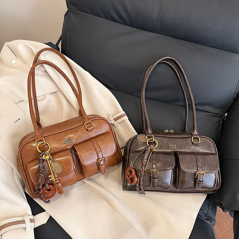 Sac à main rétro marron grande capacité