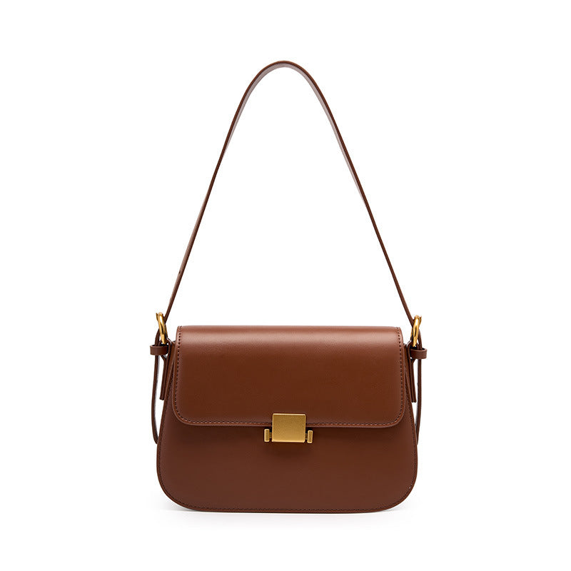 Sac underarm cuir abricot lock Guillemette Vogalia Paris