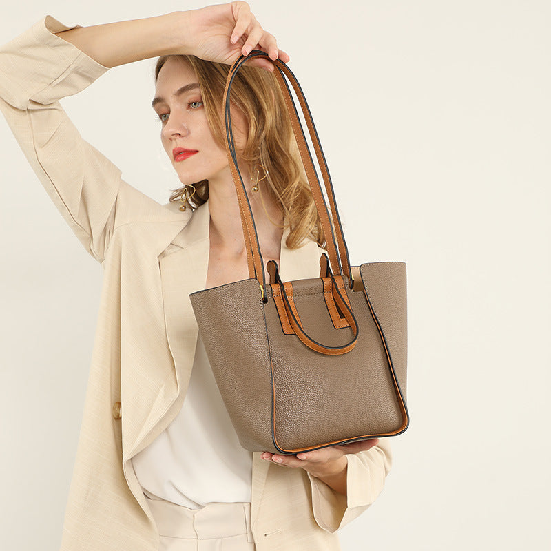 Sac à main en cuir à blocs de couleurs - Vogalia