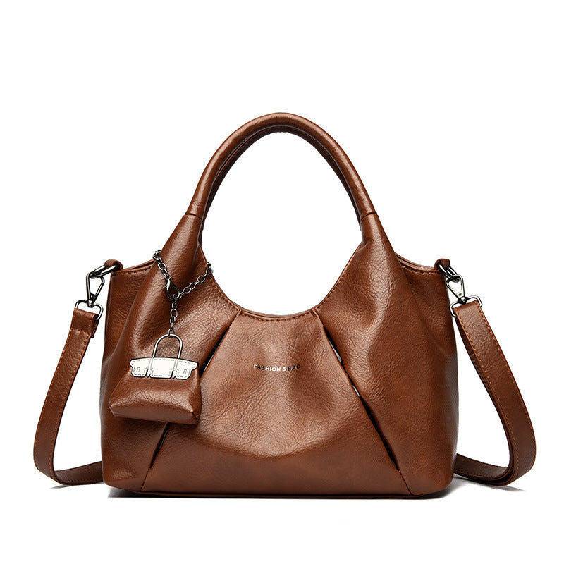 Sac à épaule femme cuir dumpling beige