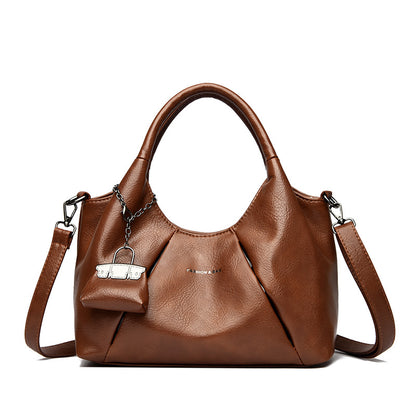 Sac à épaule femme cuir dumpling beige