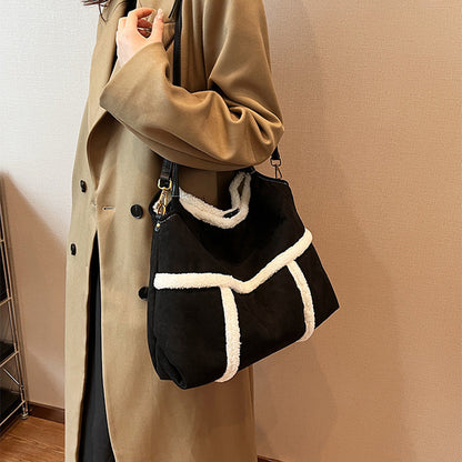 2 Sacs Hiver Peluche Femme - Grande Capacité Effet Daim