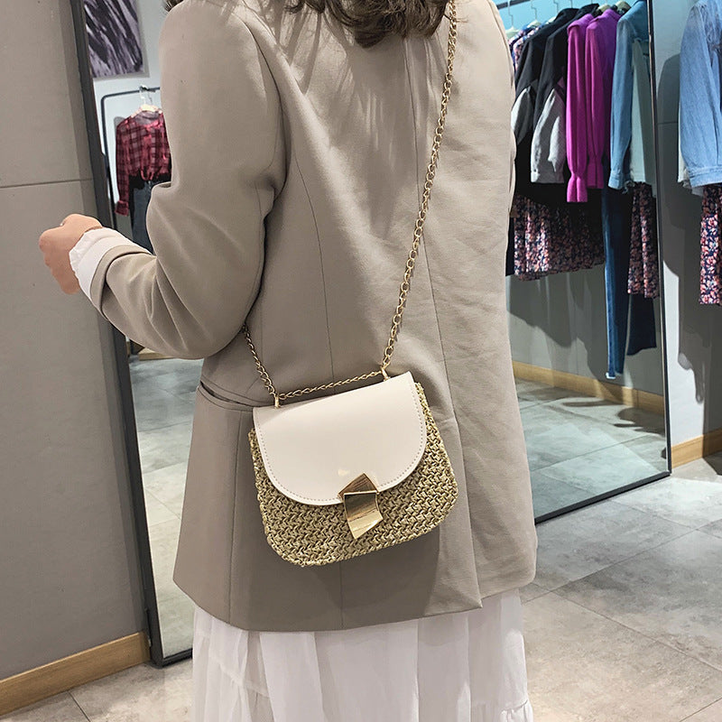 Sac crossbody paille blanc crème
