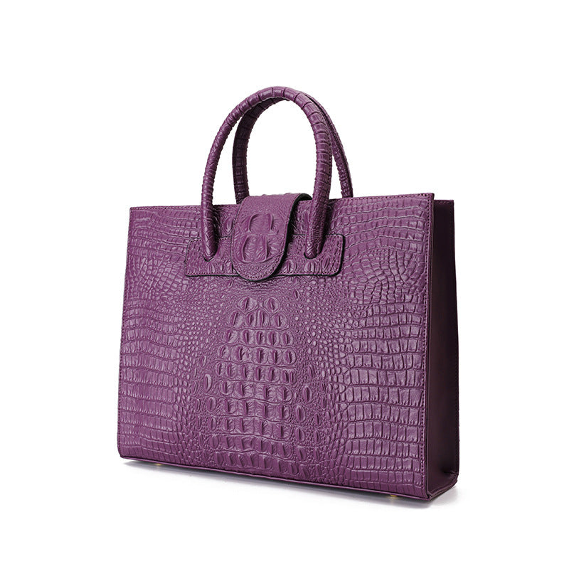 Tote bag cuir croco bleu