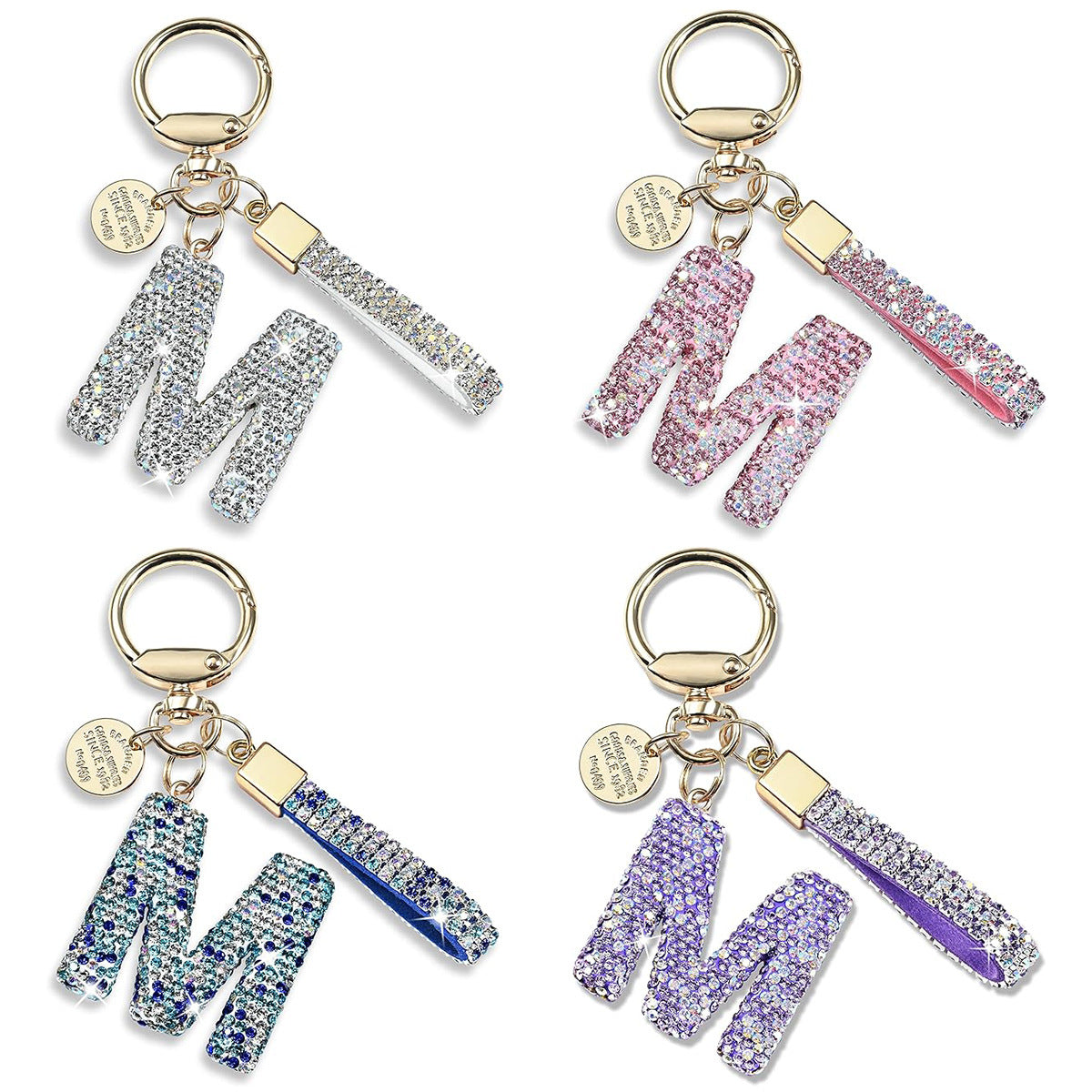Porte-clés lettres diamant vue face