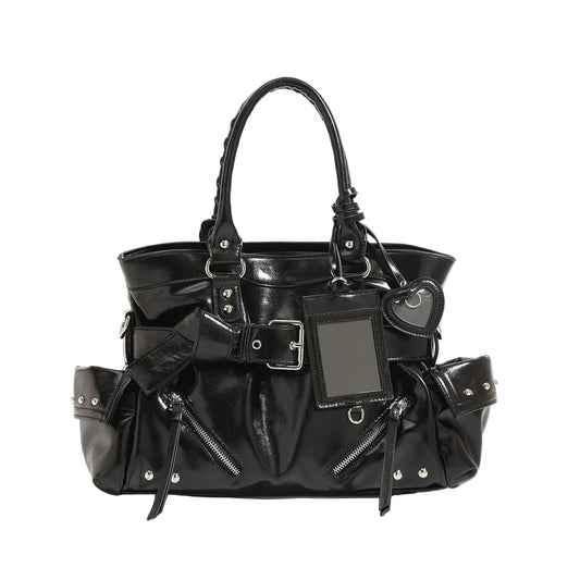 Tote rivets robustes noir grande capacité