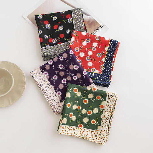 Foulard soie pissenlit noir
