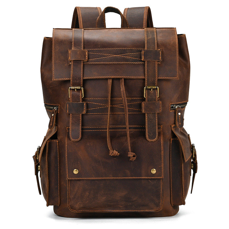 Sac à dos cuir vintage Crazy Horse grande capacité