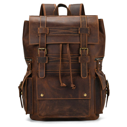 Sac à dos cuir vintage Crazy Horse grande capacité