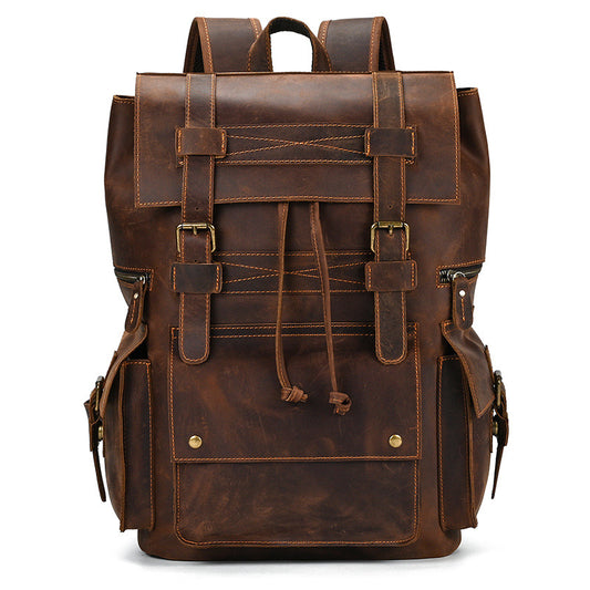 Sac à dos cuir vintage Crazy Horse grande capacité