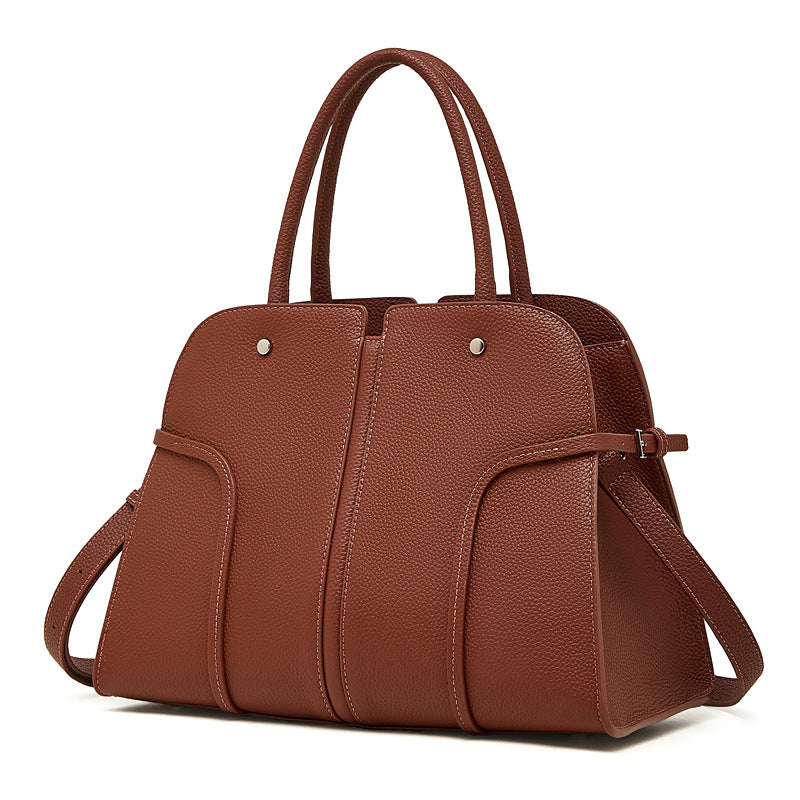 Sac main cuir vachette première couche noir