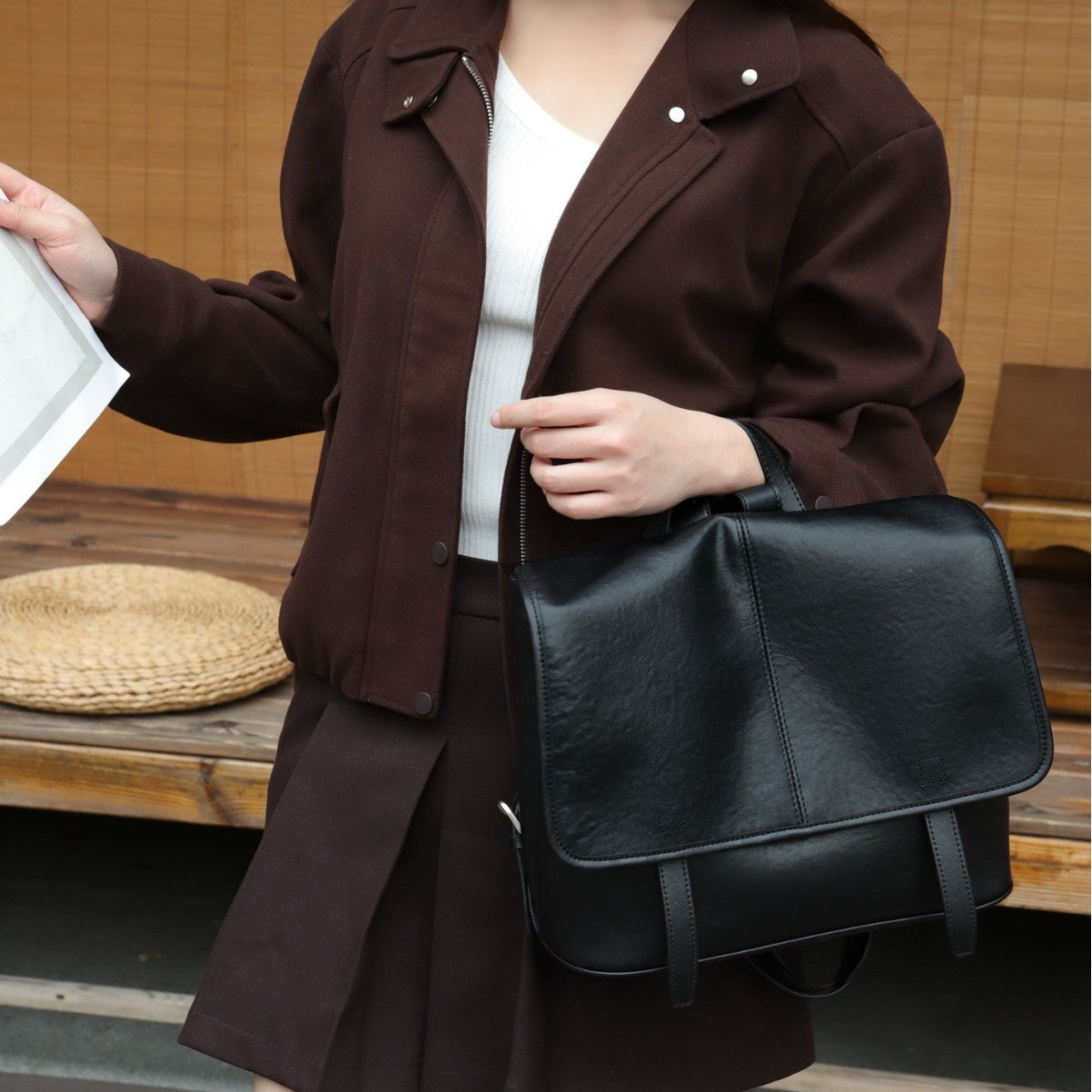 Sac dos cuir chocolat