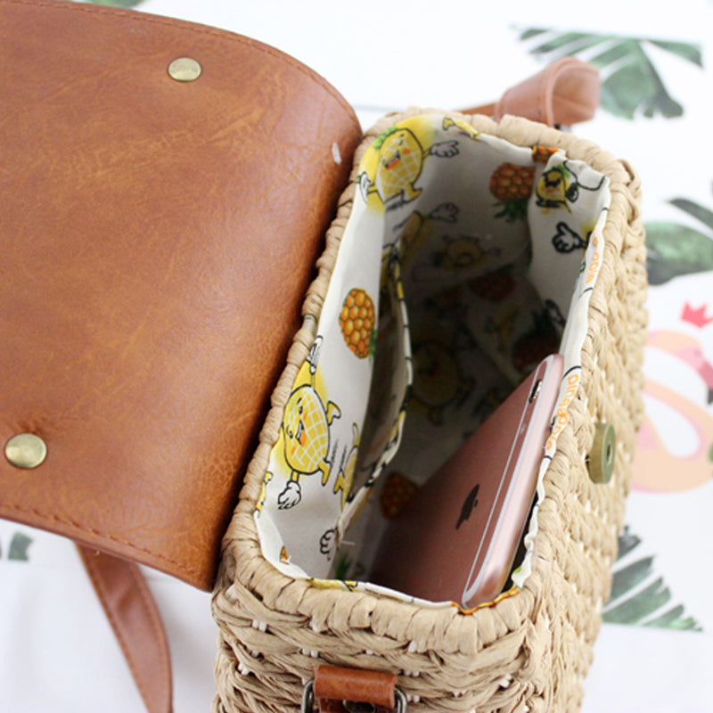 Sac paille antique marron