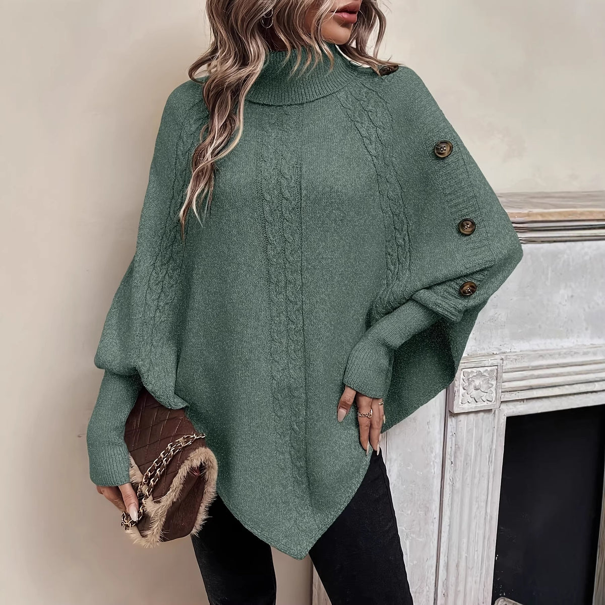 Iris pull cape col revers boutons