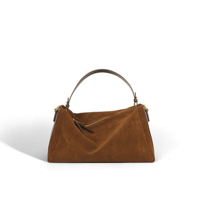 Sac bandoulière cuir vachette marron femme genuine leather deux couches souple street tendance