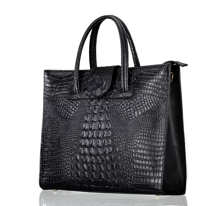 Tote bag cuir croco abricot grande capacité