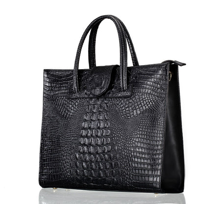 Tote bag cuir croco abricot grande capacité