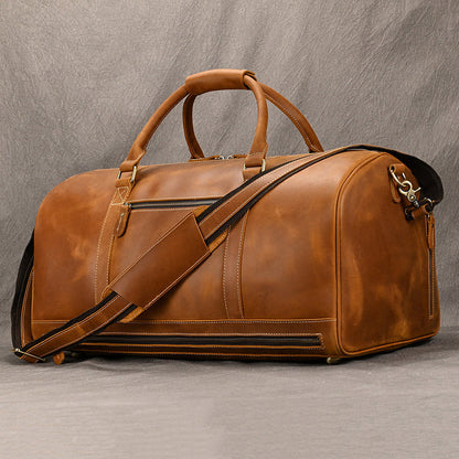 Sac de voyage en cuir grande capacité vue ouverte