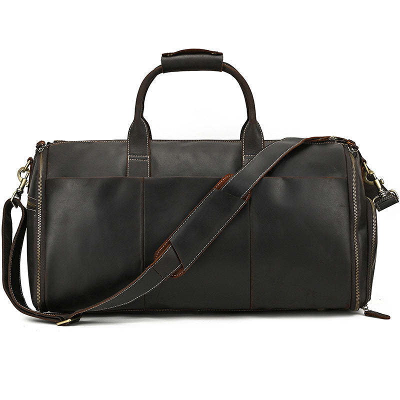 Sac de voyage cuir noir effet litchi