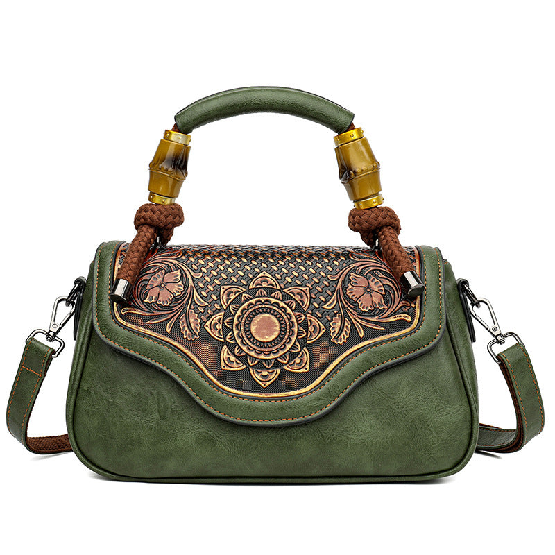 Sac crossbody cuir embossé rouge vif