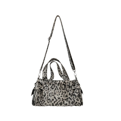 Sac main léopard abricot rétro