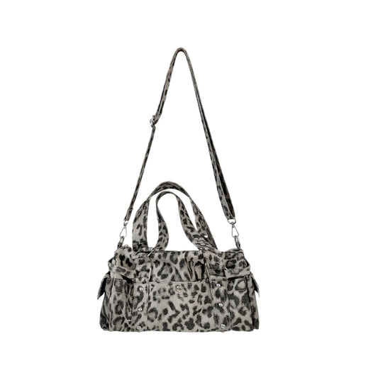 Sac main léopard abricot rétro