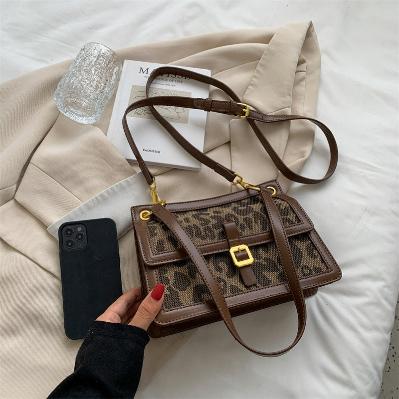 Mini sac léopard marron