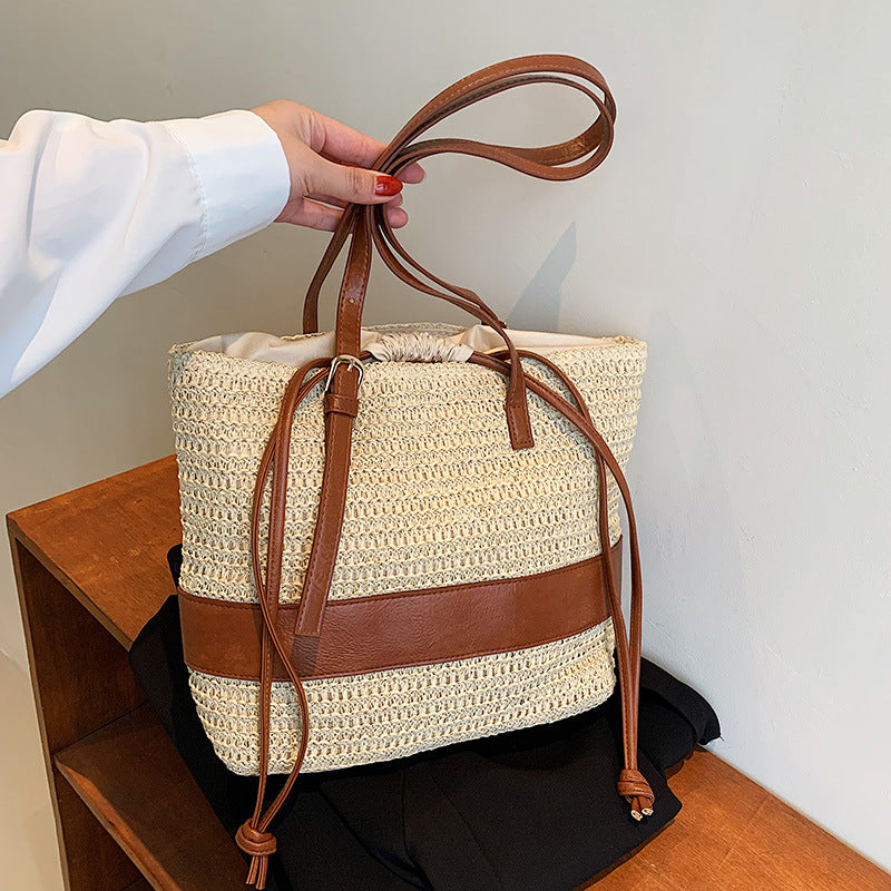 Sac paille patchwork vue intérieure