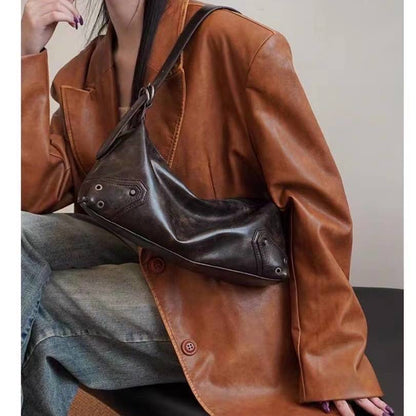 Sac cuir huilé marron détail