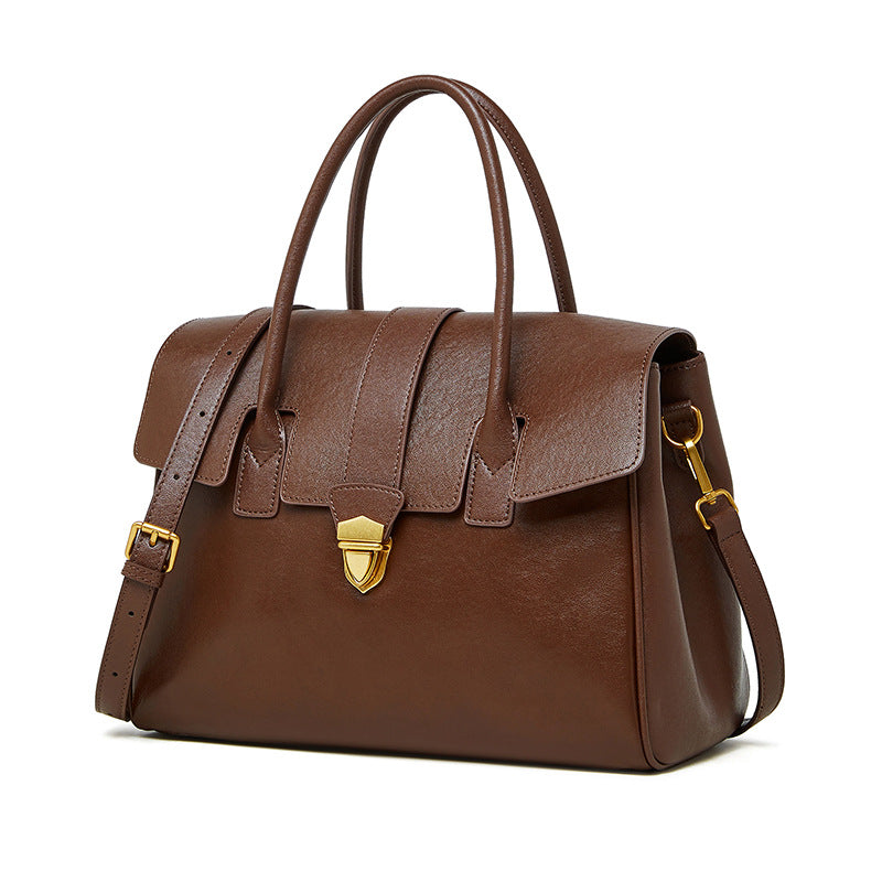 Sac commuter vintage cuir noir grande capacité