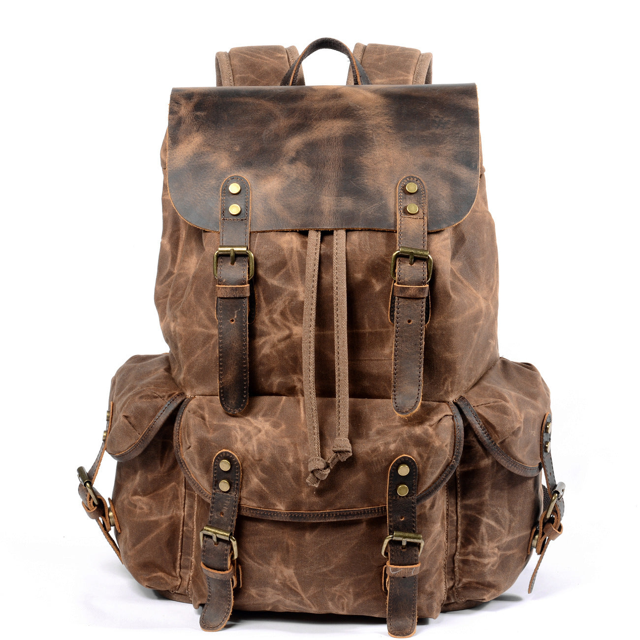Sac dos rétro toile cirée vert armée