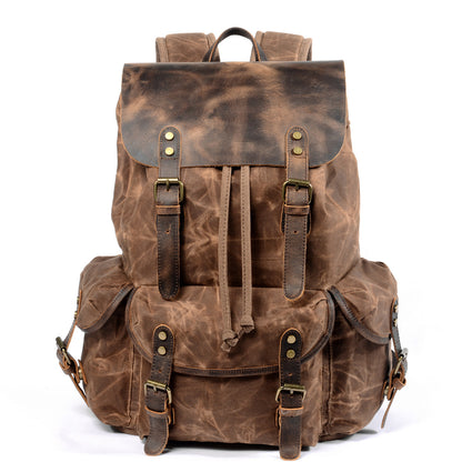 Sac dos rétro toile cirée vert armée