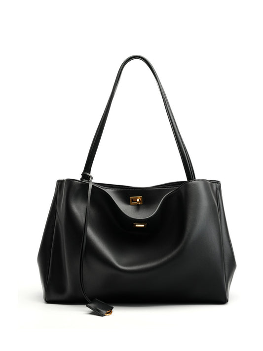Sac à main suède noir boucle dorée