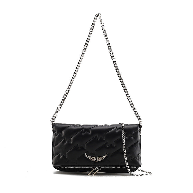 Sac à épaule femme noir fermeture rabat
