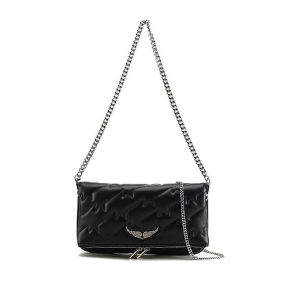 Sac à épaule femme noir fermeture rabat