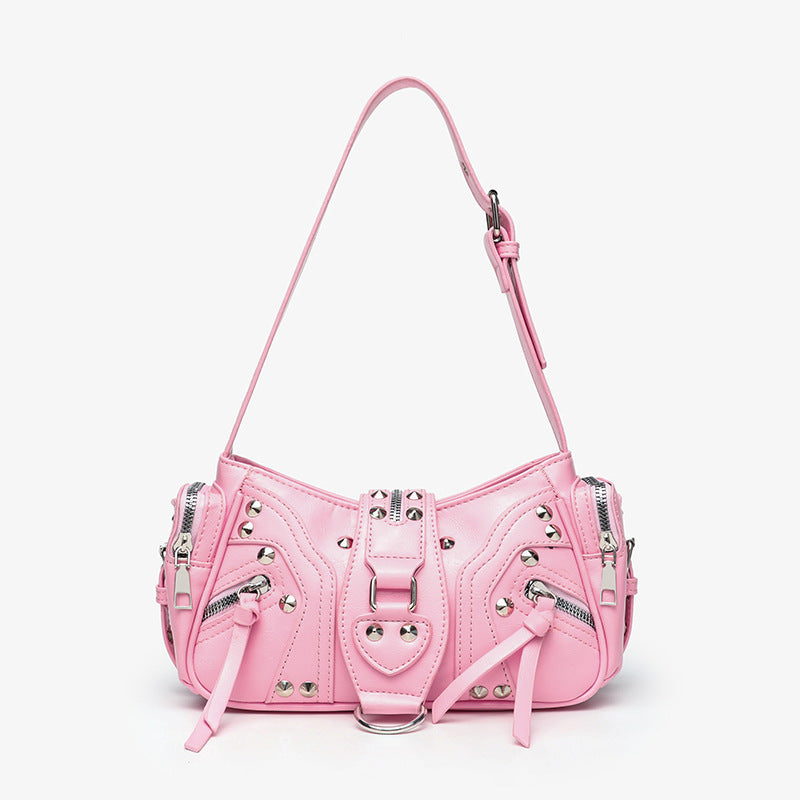 Sac biker Y2K rose épaule