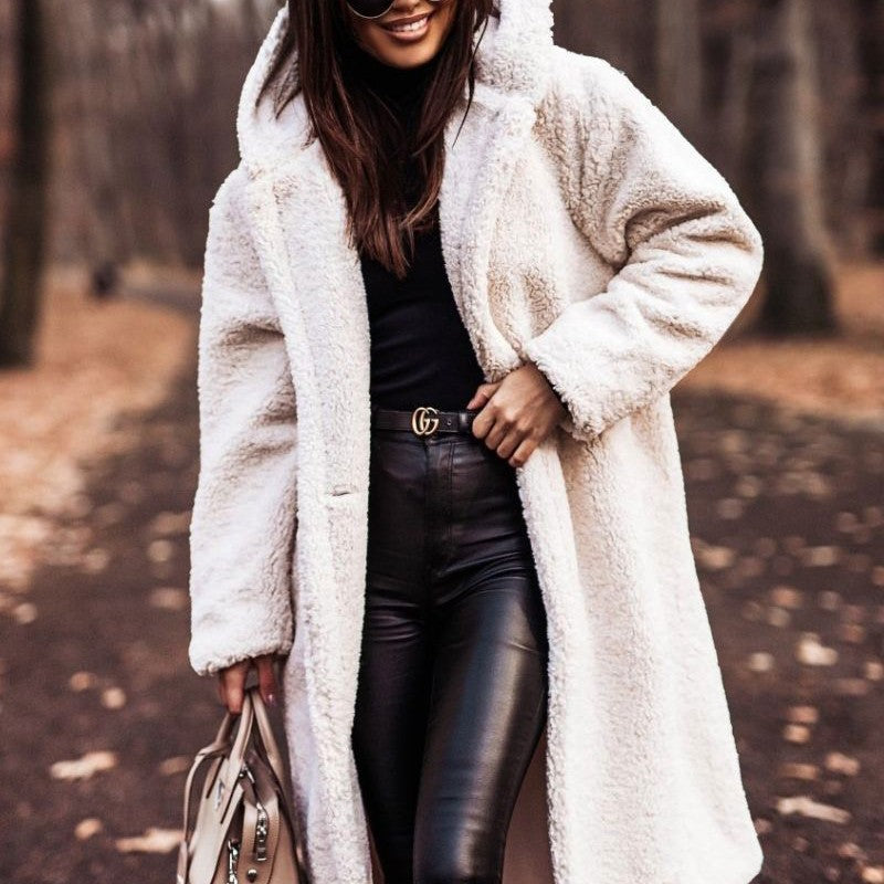 Kélia manteau noir teddy long